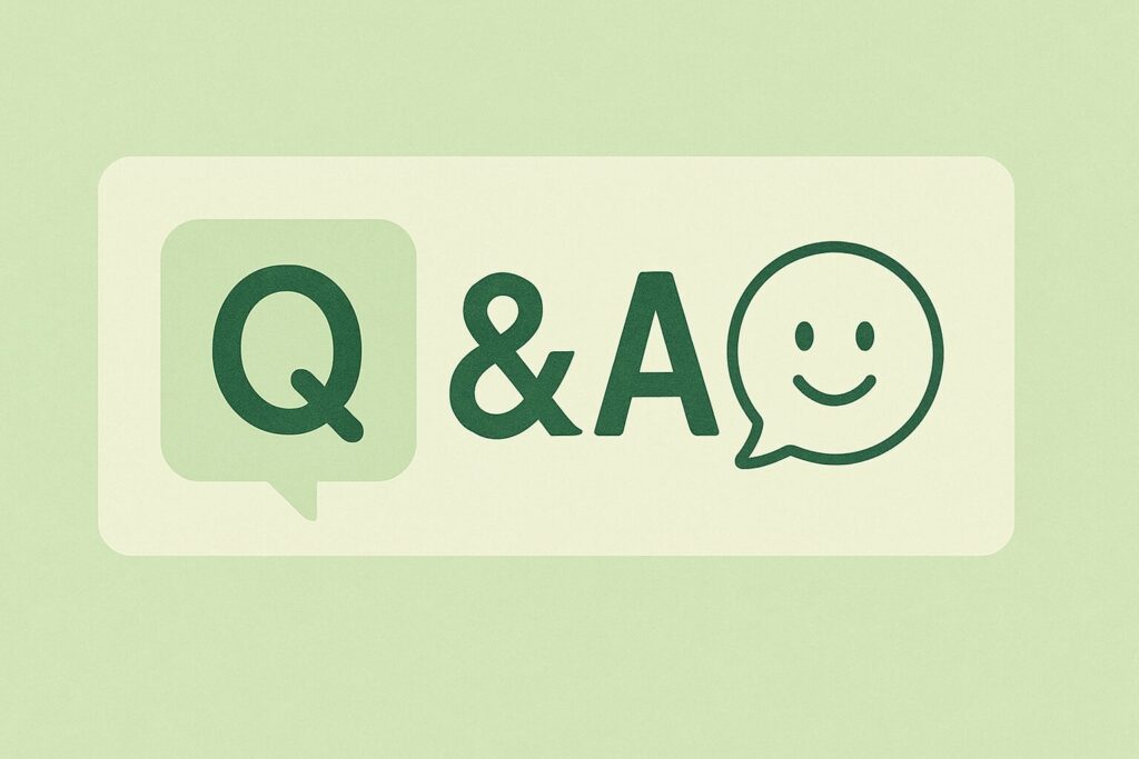 Q&Aのイラスト。よくある質問セクションを案内するシンボル画像。